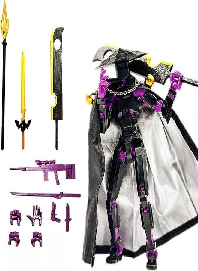 VALUEVIBES Titan Poly-Articulated Action Figure - 13-Joint Poseable 3D-Printed Model (Assembly Required) (Black&Purple) - Image 1